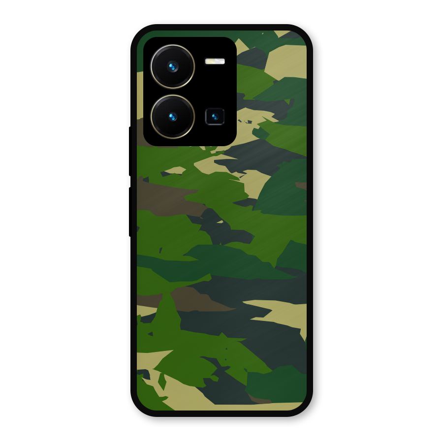 Green Camouflage Army Metal Back Case for Vivo Y35
