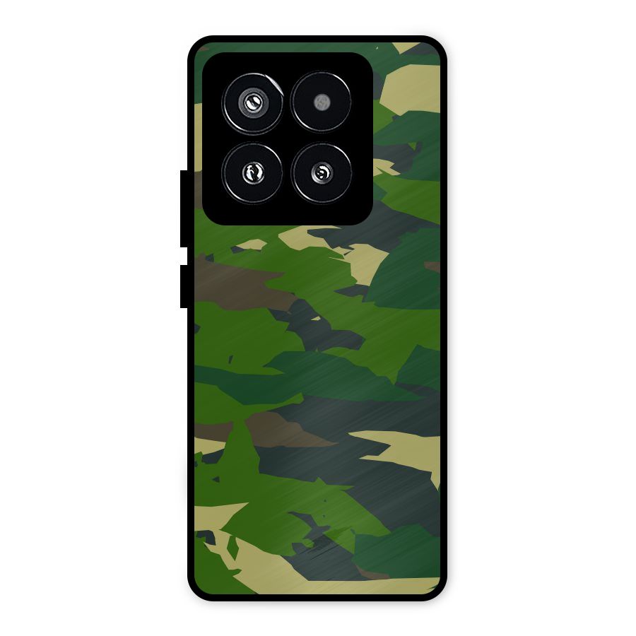 Green Camouflage Army Metal Back Case for Xiaomi 14 Pro