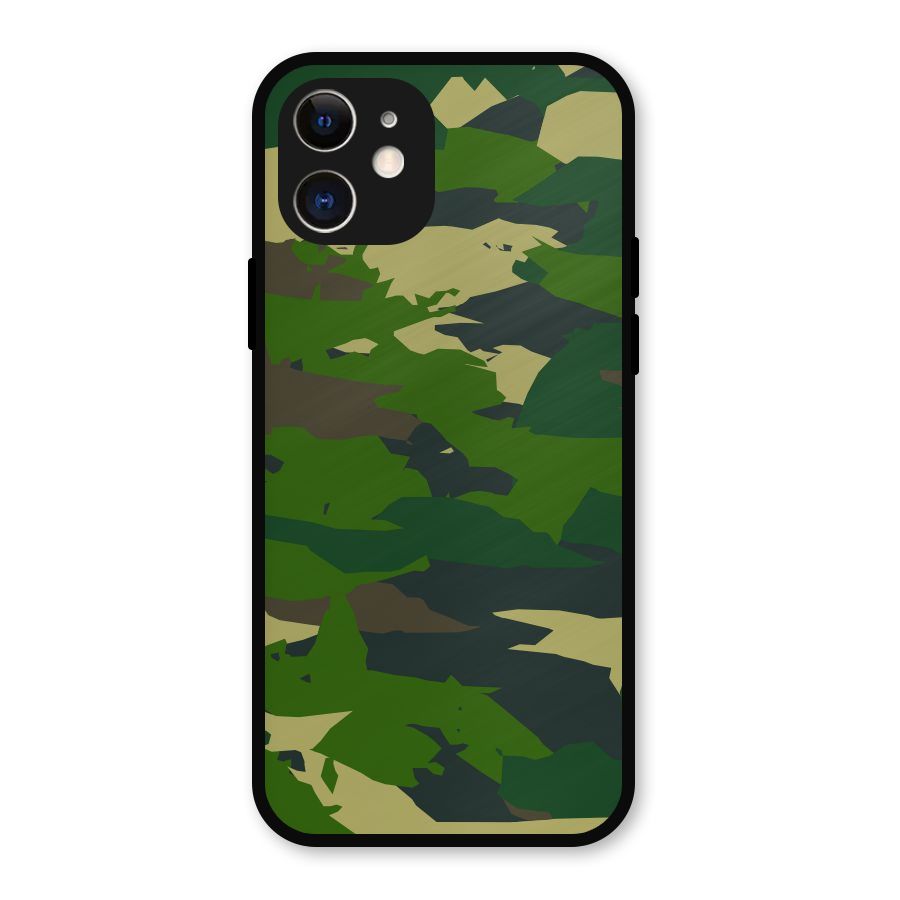 Green Camouflage Army Metal Back Case for iPhone 12