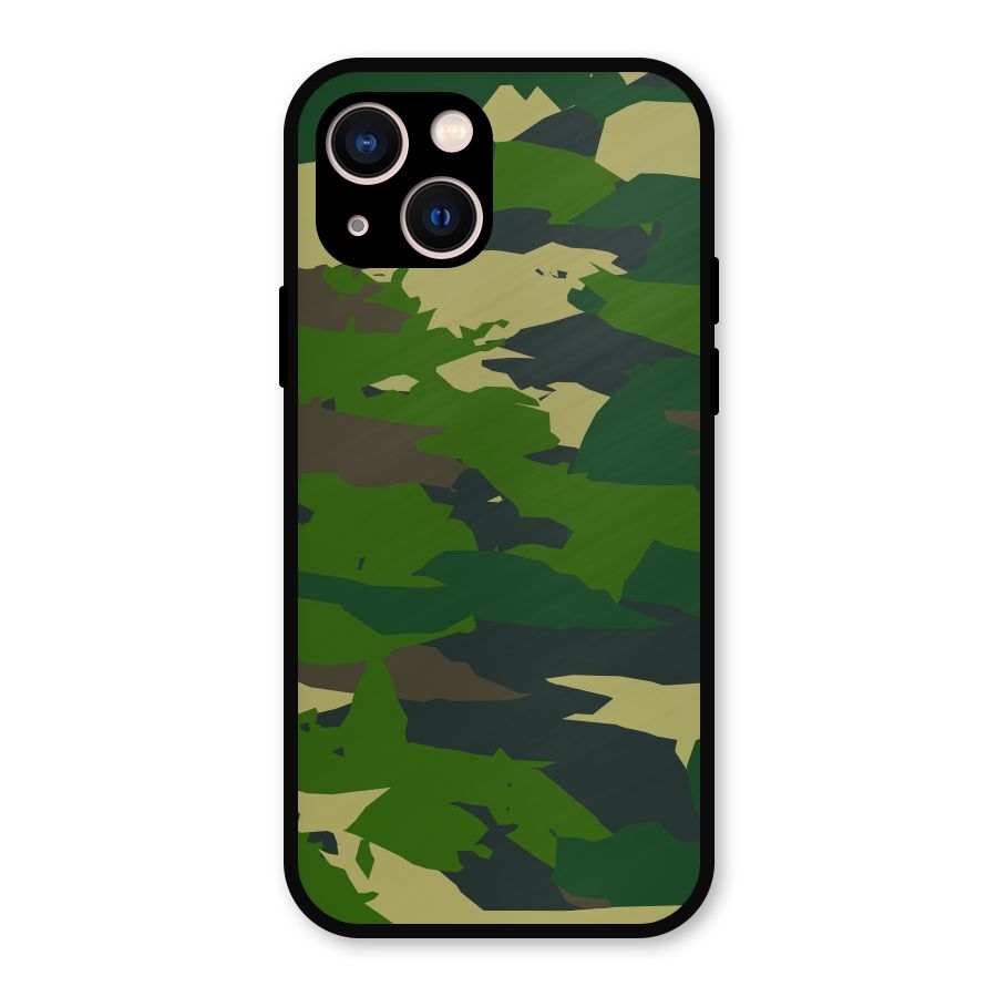 Green Camouflage Army Metal Back Case for iPhone 13