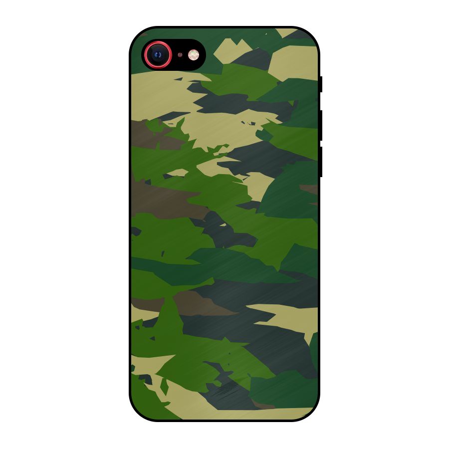 Green Camouflage Army Metal Back Case for iPhone SE 2020