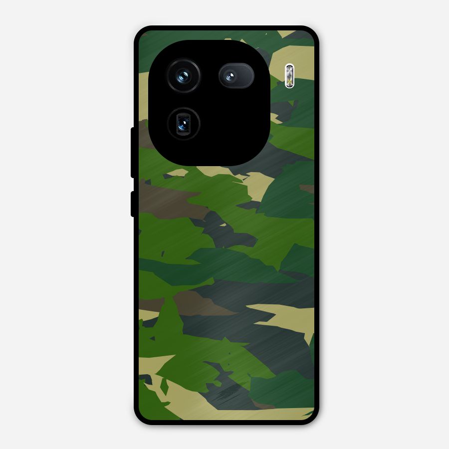 Green Camouflage Army Metal Back Case for iQOO 12