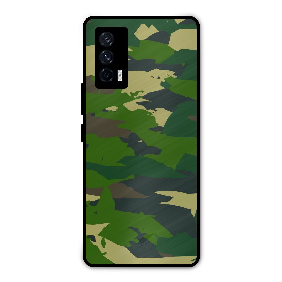 Green Camouflage Army Metal Back Case for iQOO 7 5G