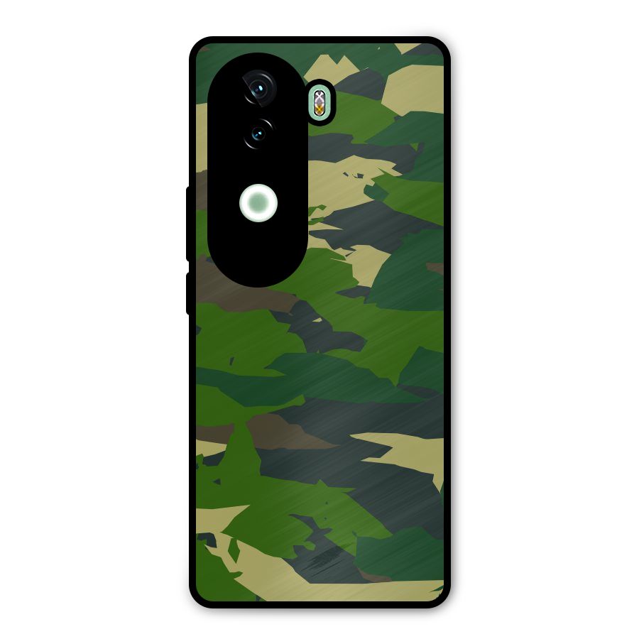 Green Camouflage Army Metal Back Case for iQOO Z9s