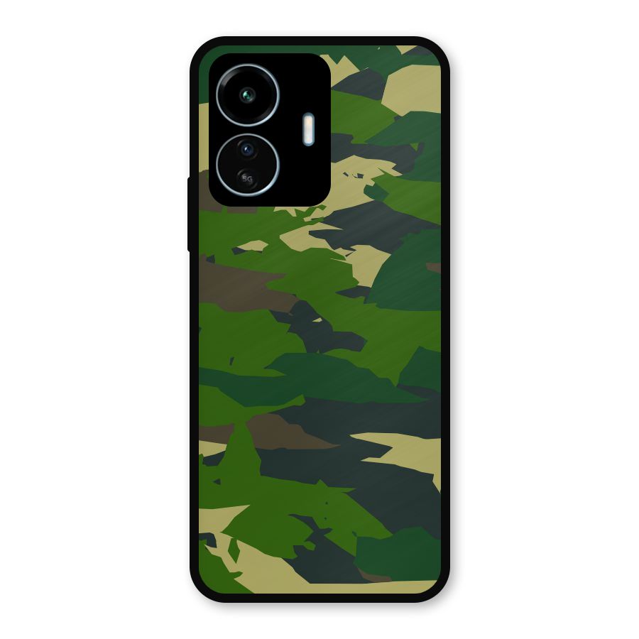 Green Camouflage Army Metal Back Case for vivo iQOO Z6 Lite 5G