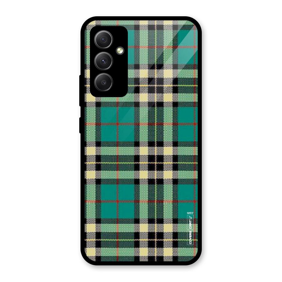 Green Check Glass Back Case for Galaxy A34