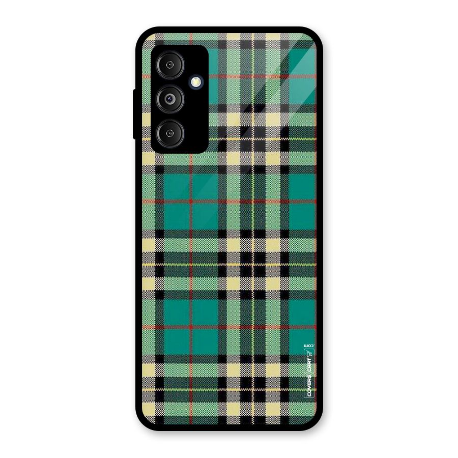 Green Check Glass Back Case for Galaxy M14 5G