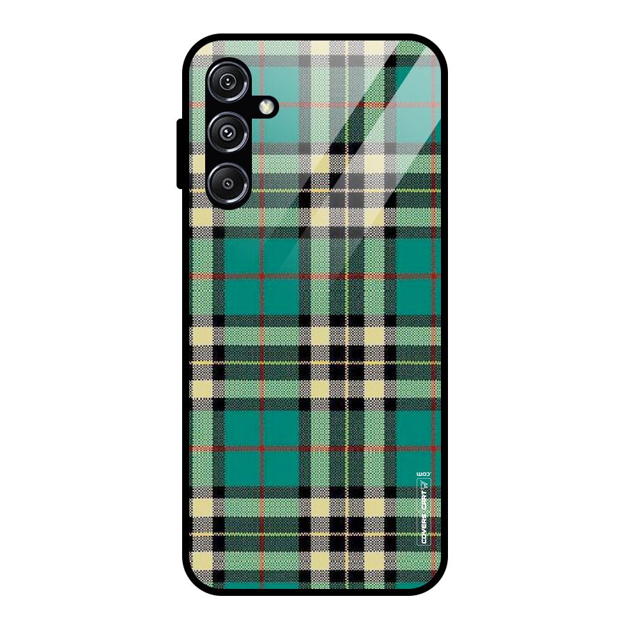 Green Check Glass Back Case for Galaxy M34 5G