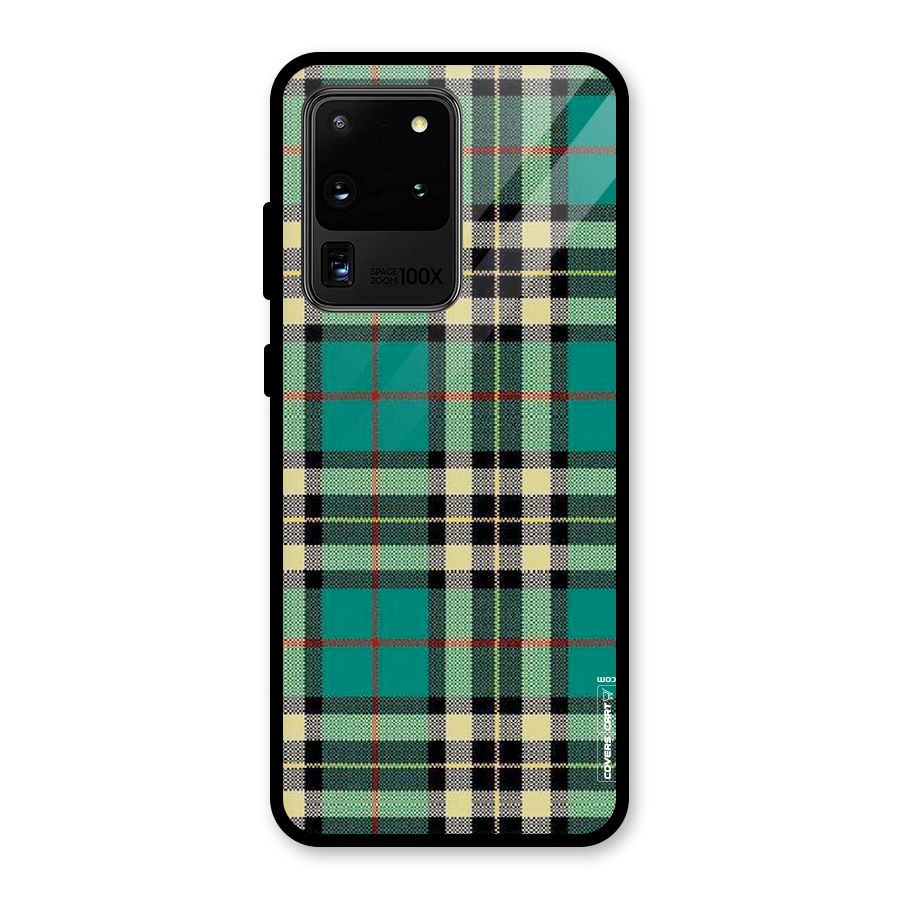 Green Check Glass Back Case for Galaxy S20 Ultra