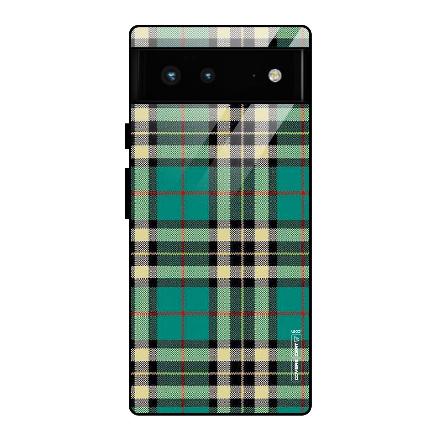 Green Check Glass Back Case for Google Pixel 6