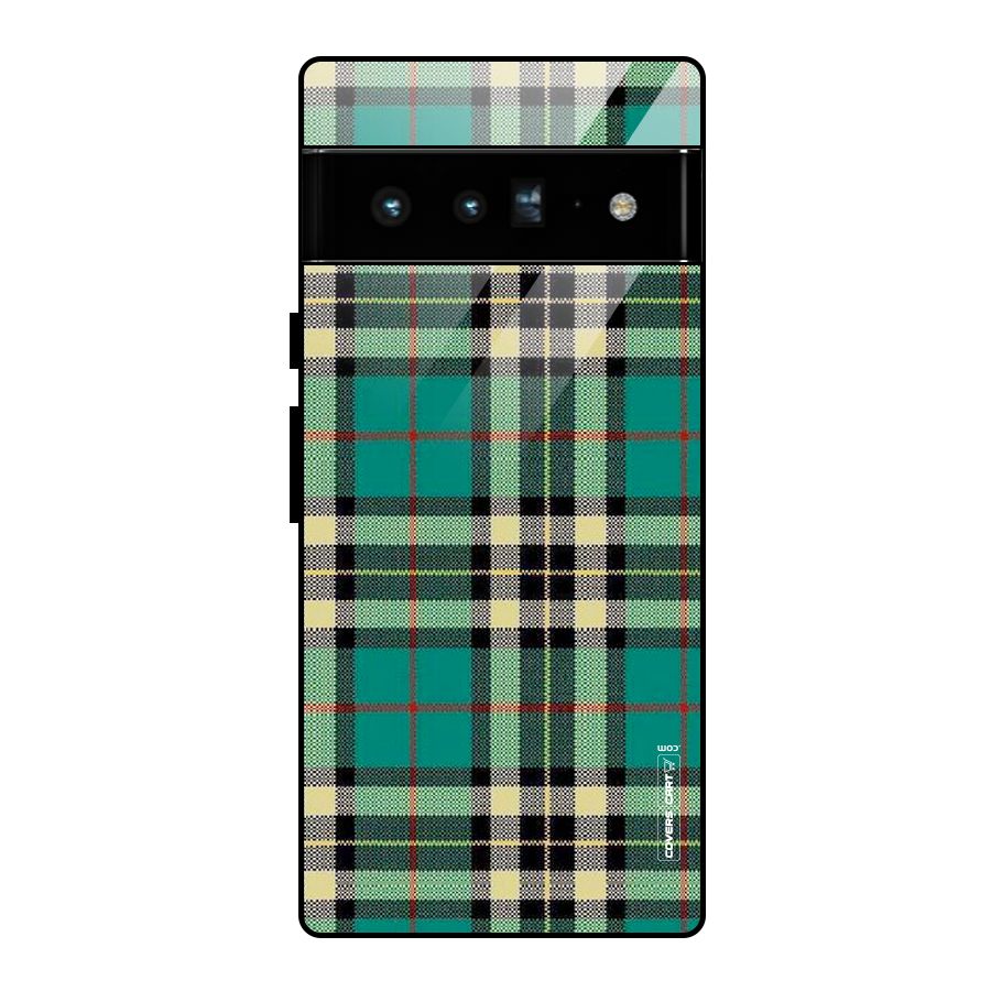 Green Check Glass Back Case for Google Pixel 6 Pro