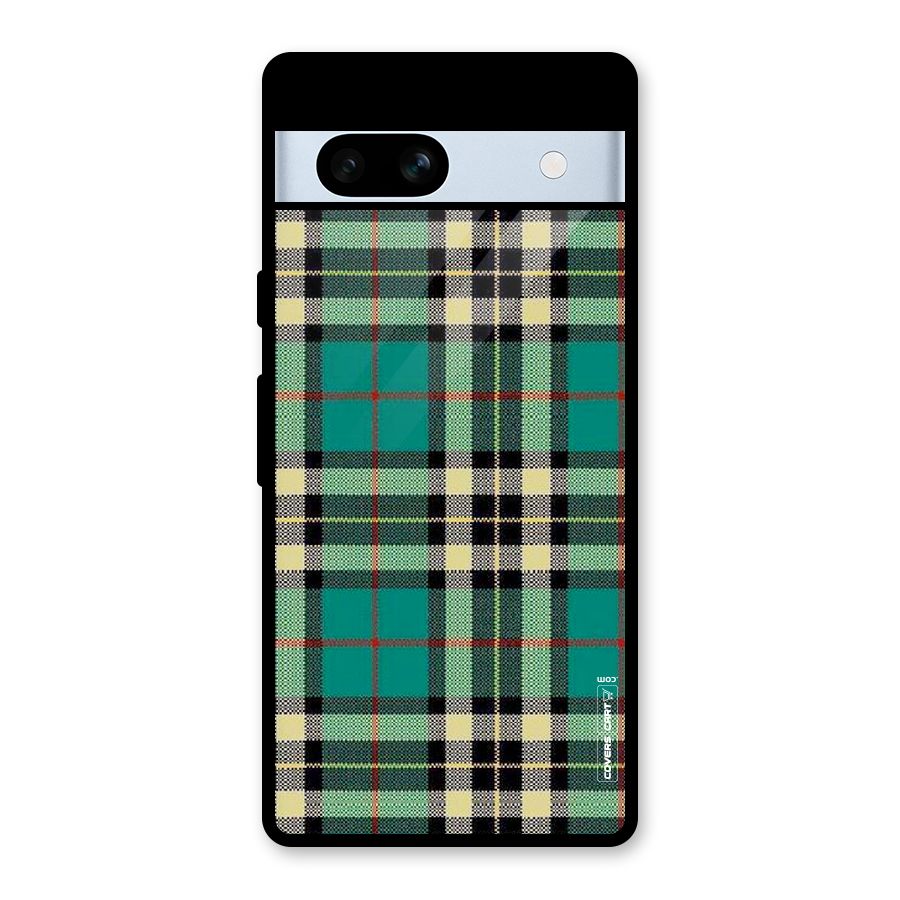 Green Check Glass Back Case for Google Pixel 7a
