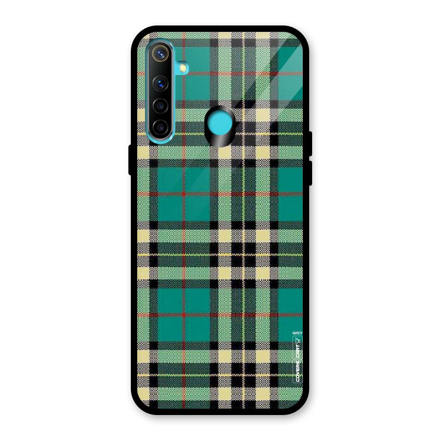 Green Check Glass Back Case for Realme 5