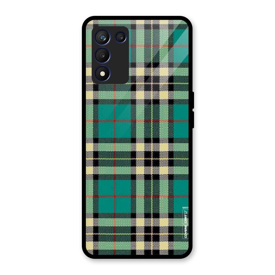 Green Check Glass Back Case for Realme 9 5G Speed