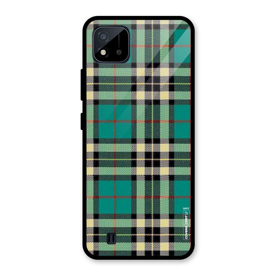 Green Check Glass Back Case for Realme C11 2021