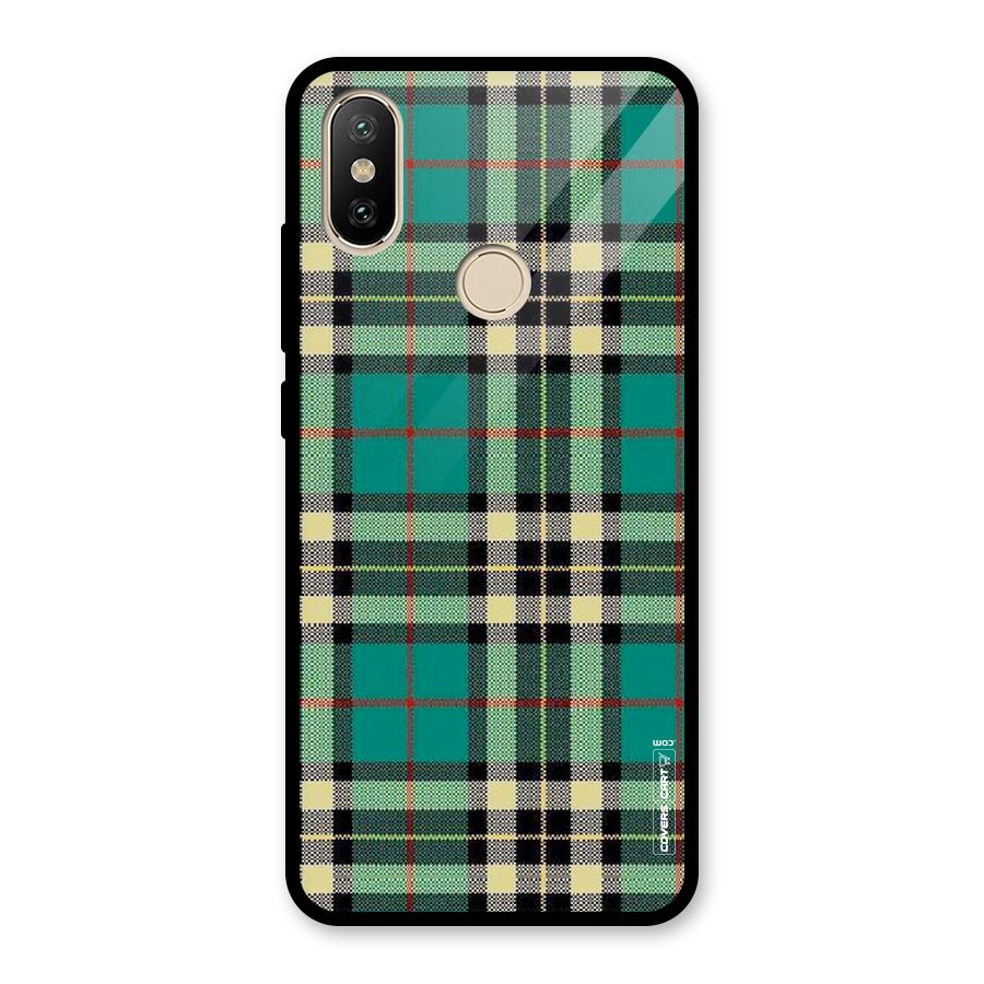 Green Check Glass Back Case for Redmi A2