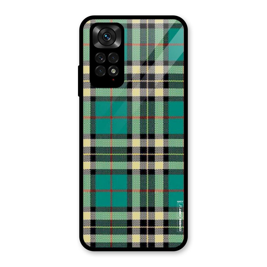 Green Check Glass Back Case for Redmi Note 11S