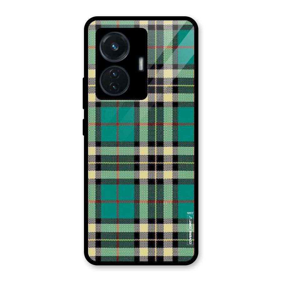 Green Check Glass Back Case for Vivo T1 44W