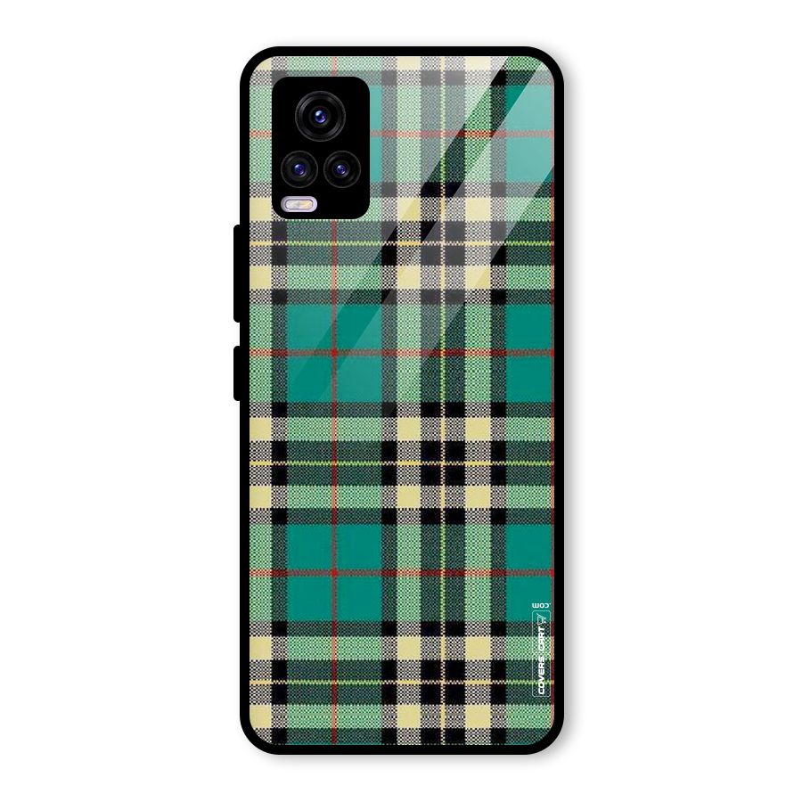 Green Check Glass Back Case for Vivo V20 2021