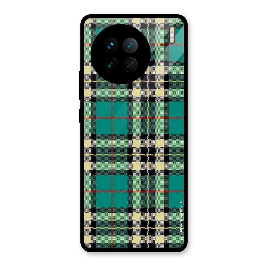 Green Check Glass Back Case for Vivo X90