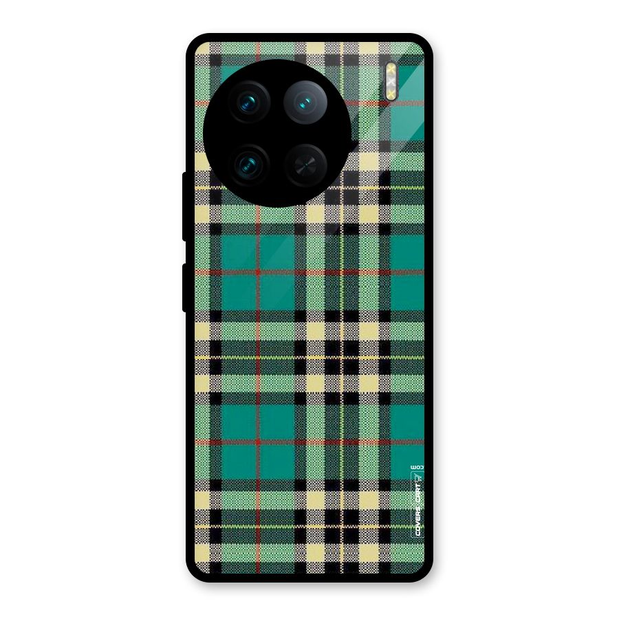 Green Check Glass Back Case for Vivo X90 Pro