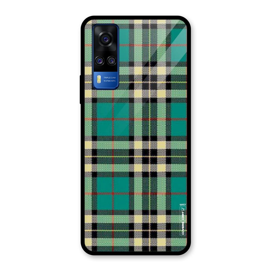 Green Check Glass Back Case for Vivo Y31