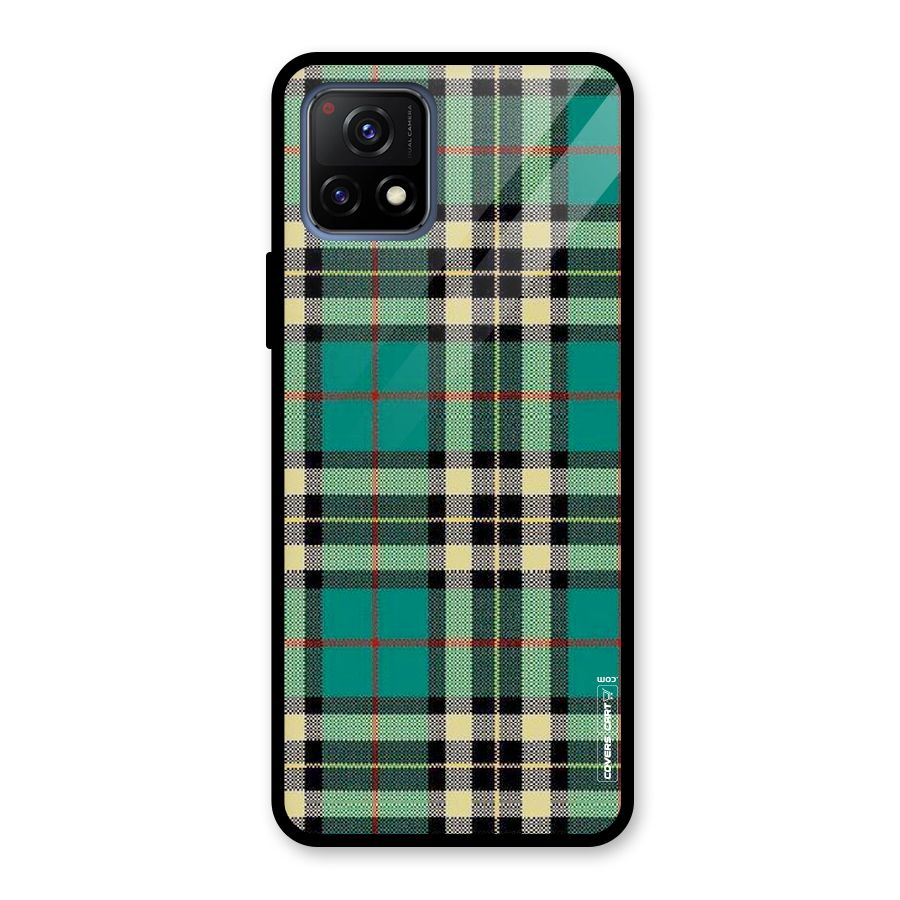 Green Check Glass Back Case for Vivo Y72 5G