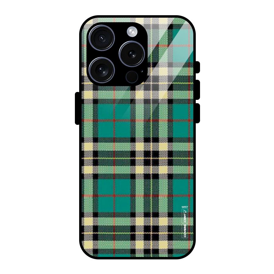 Green Check Glass Back Case for iPhone 15 Pro