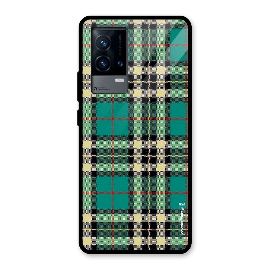 Green Check Glass Back Case for iQOO 9 5G