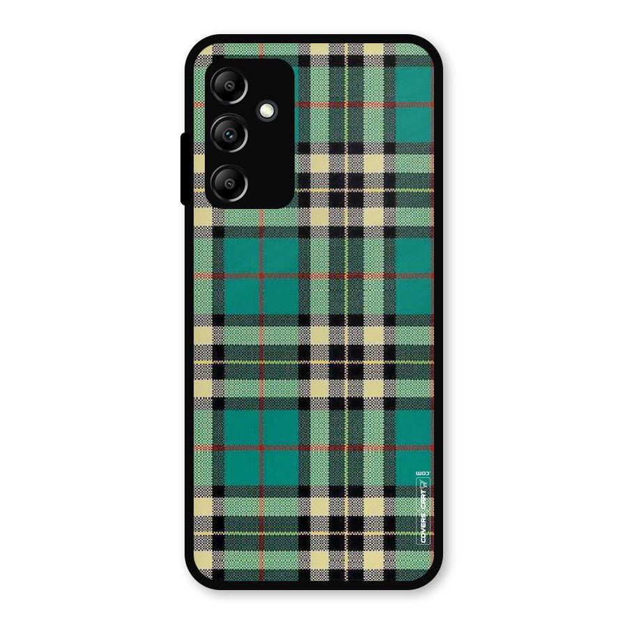 Green Check Metal Back Case for Galaxy A14 5G