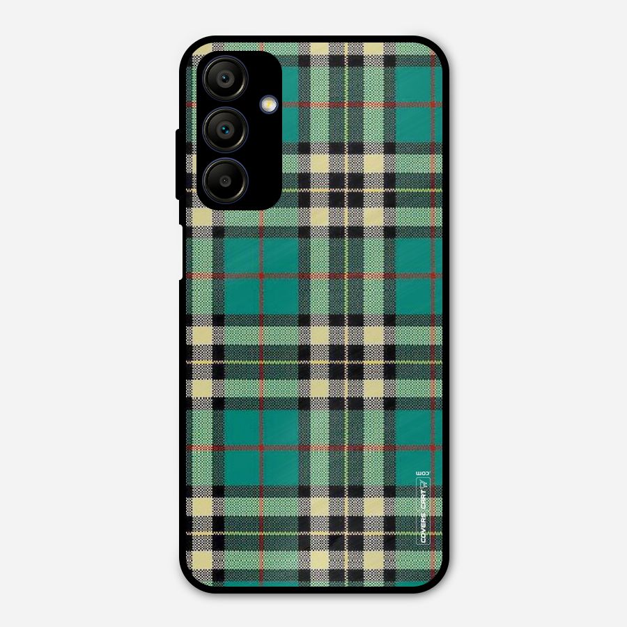 Green Check Metal Back Case for Galaxy A15 5G