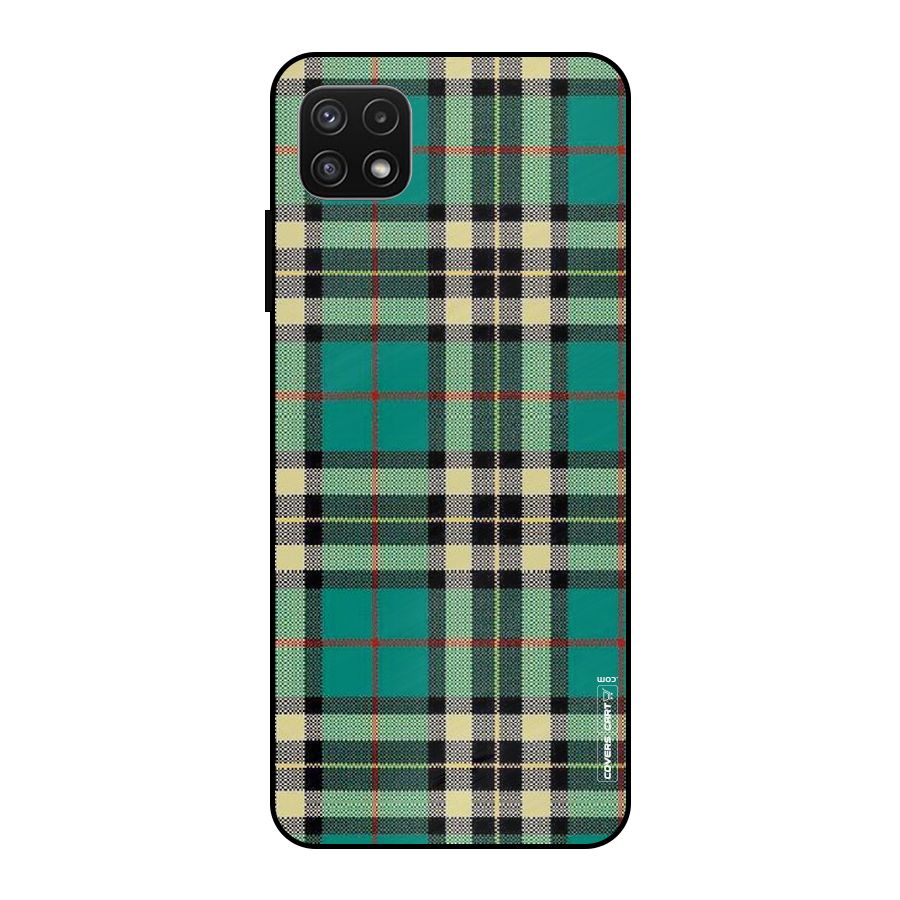 Green Check Metal Back Case for Galaxy A22 5G