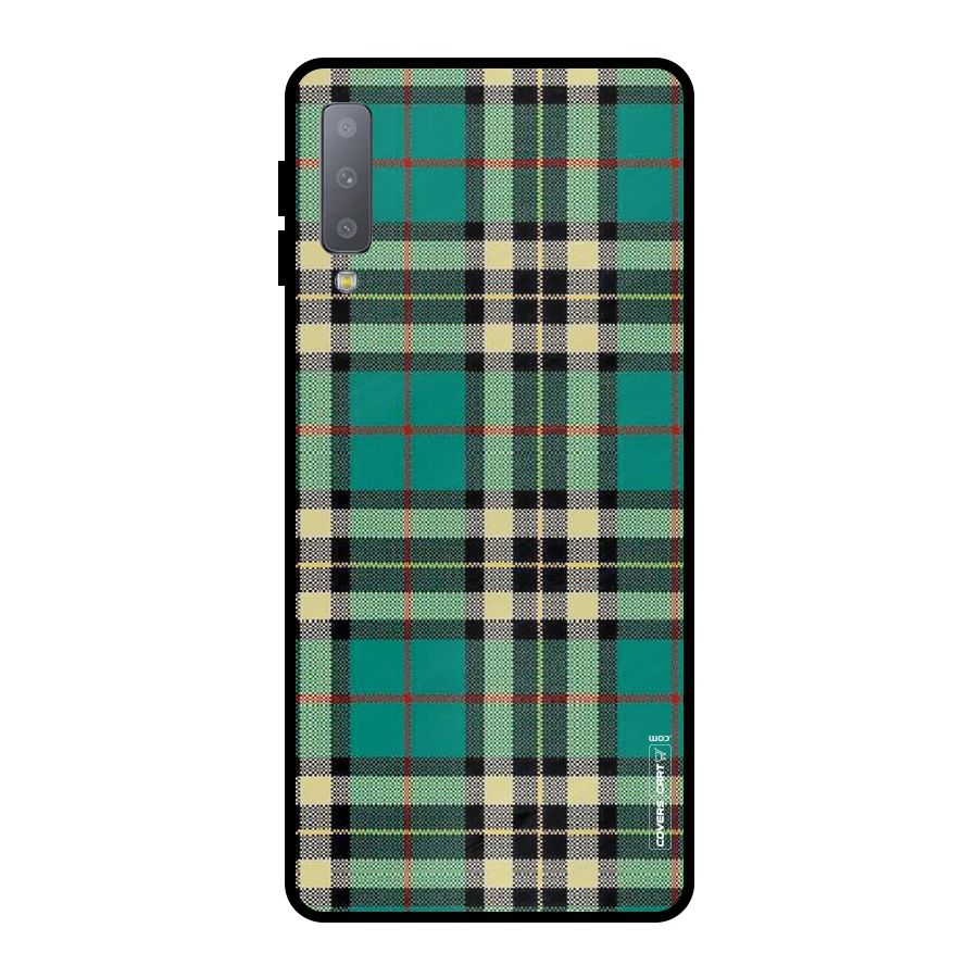 Green Check Metal Back Case for Galaxy A7 (2018)