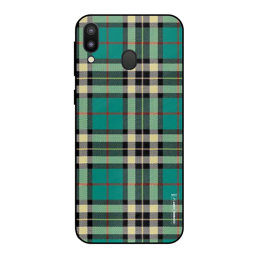 Green Check Metal Back Case for Galaxy M20