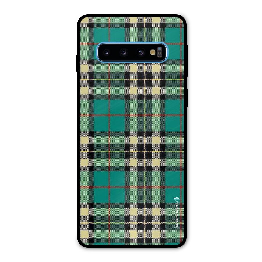 Green Check Metal Back Case for Galaxy S10