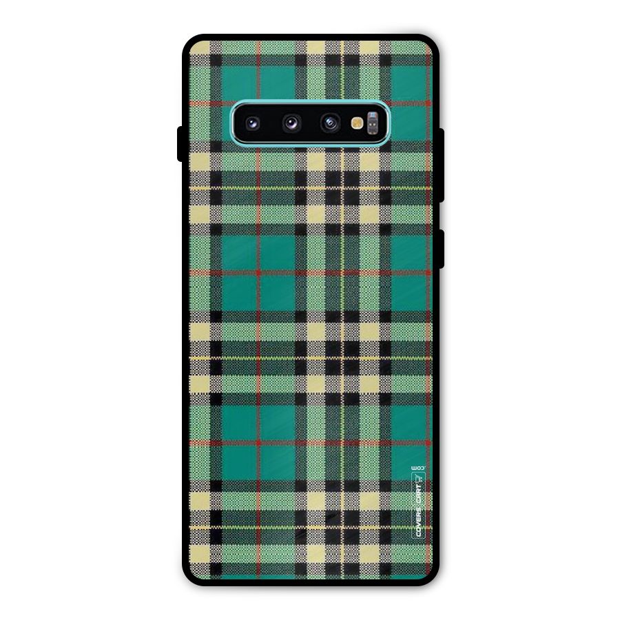 Green Check Metal Back Case for Galaxy S10 Plus