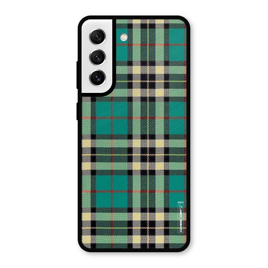 Green Check Metal Back Case for Galaxy S21 FE 5G