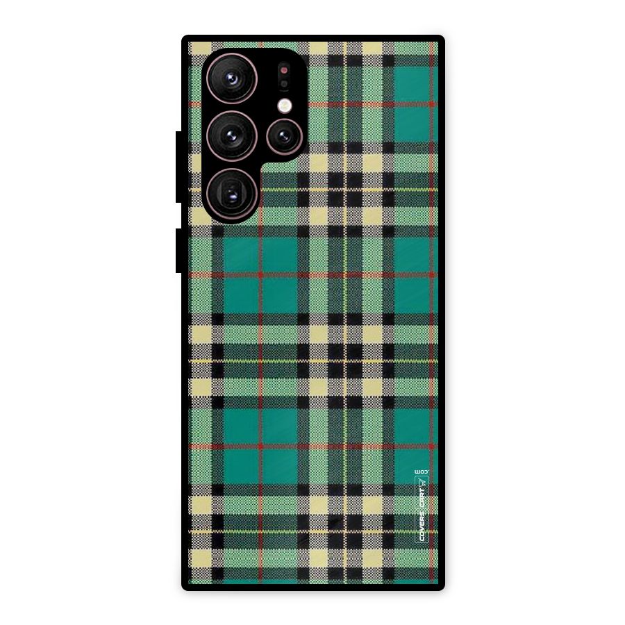 Green Check Metal Back Case for Galaxy S22 Ultra 5G