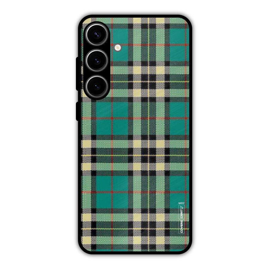 Green Check Metal Back Case for Galaxy S24 Plus