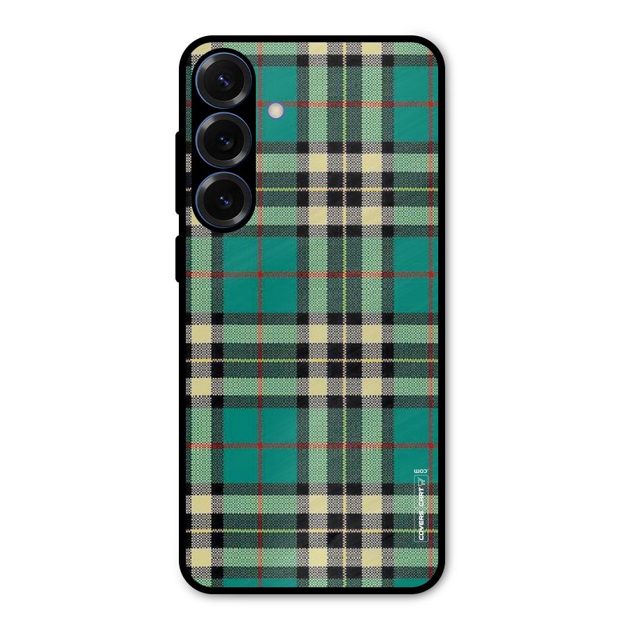 Green Check Metal Back Case for Galaxy S25 Plus