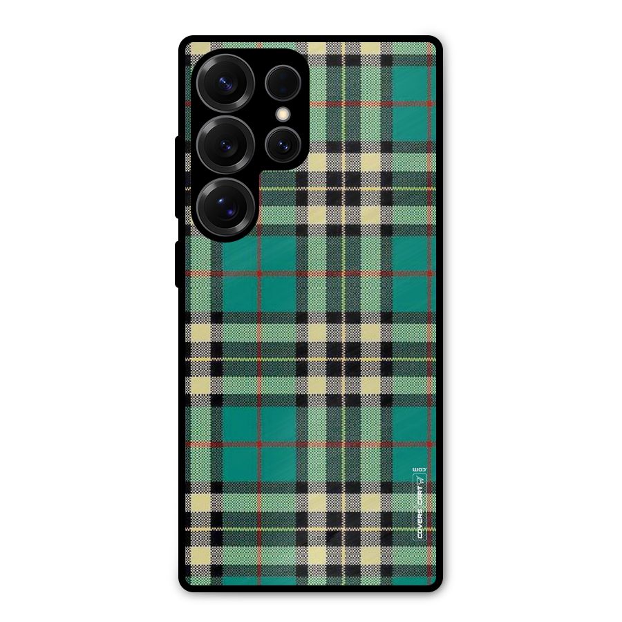 Green Check Metal Back Case for Galaxy S25 Ultra