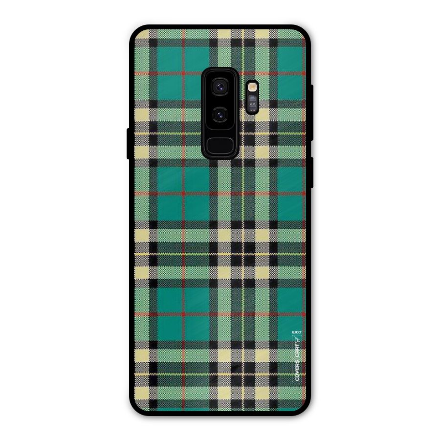 Green Check Metal Back Case for Galaxy S9 Plus