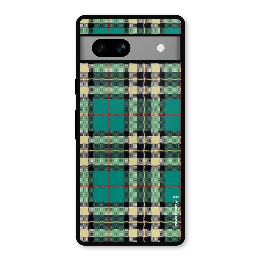 Green Check Metal Back Case for Google Pixel 7a