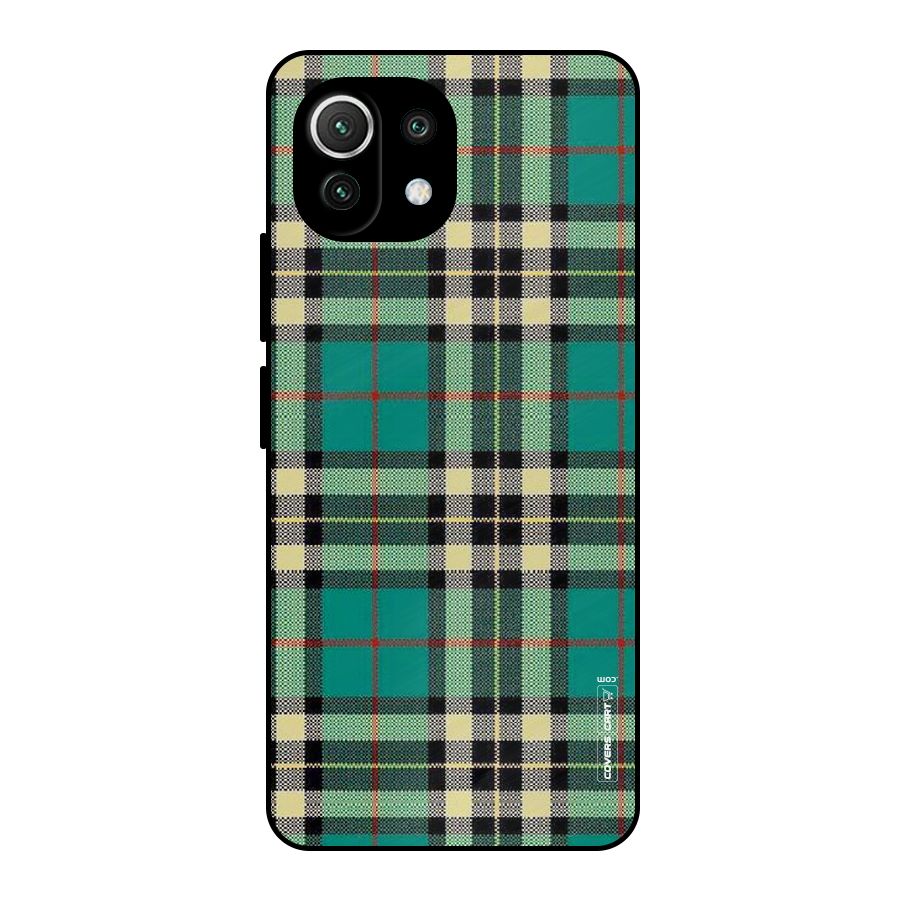 Green Check Metal Back Case for Mi 11 Lite