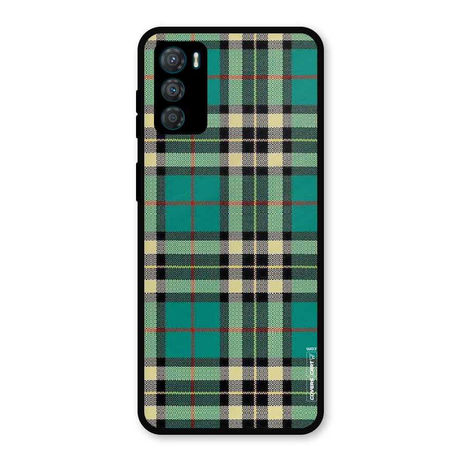 Green Check Metal Back Case for Moto G42