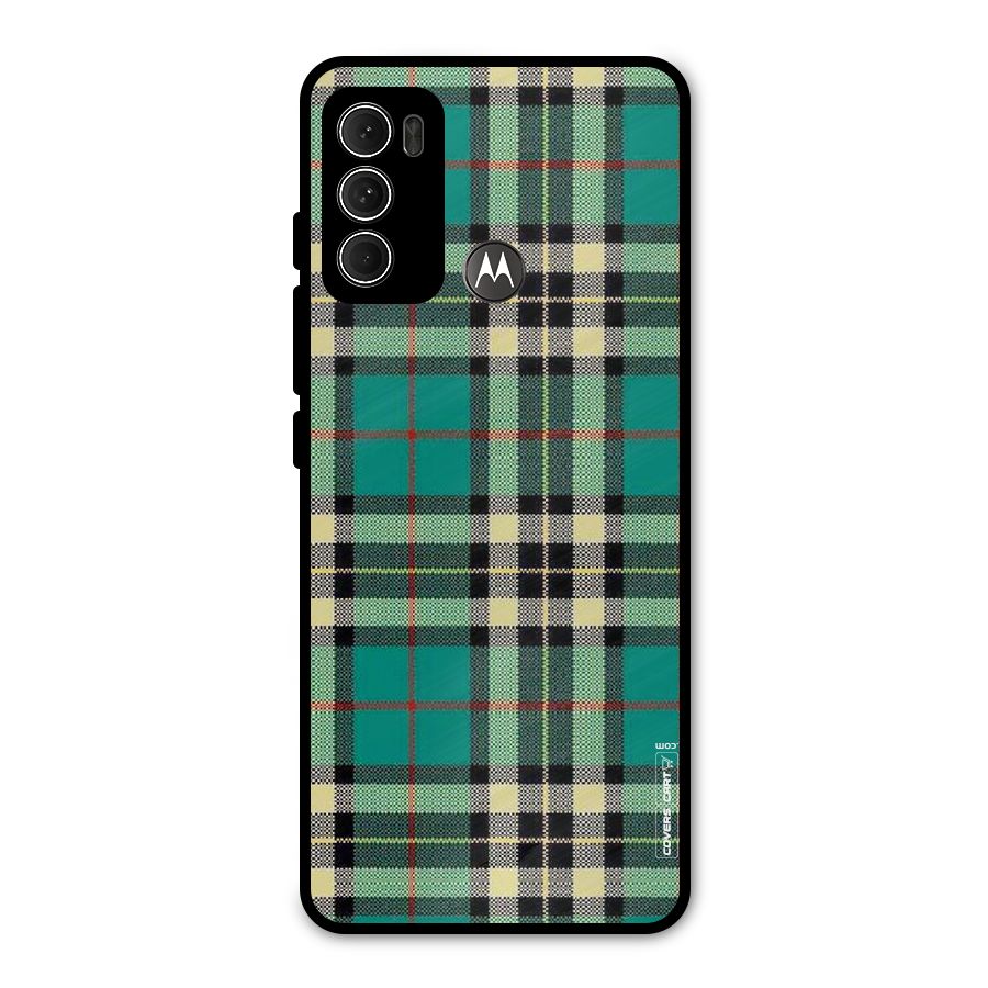Green Check Metal Back Case for Moto G60