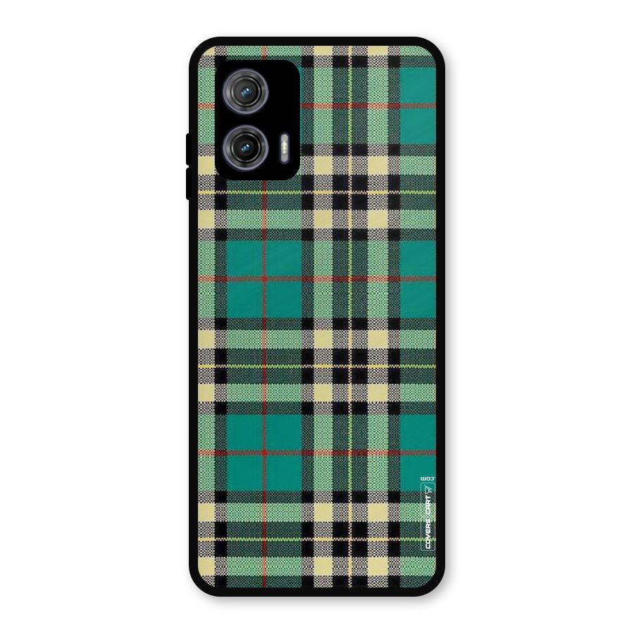 Green Check Metal Back Case for Moto G73