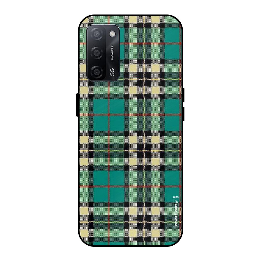 Green Check Metal Back Case for Oppo A53s 5G