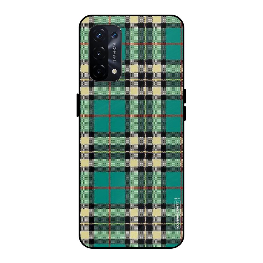 Green Check Metal Back Case for Oppo A74 5G