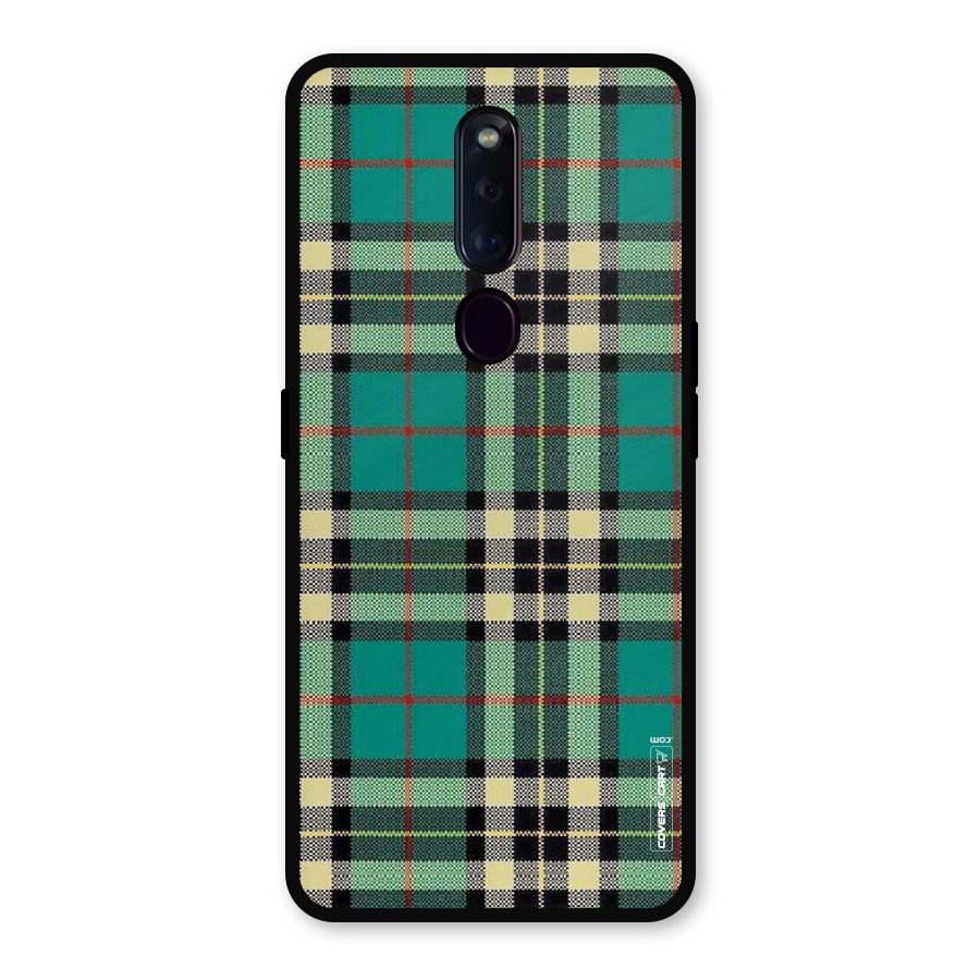 Green Check Metal Back Case for Oppo F11 Pro